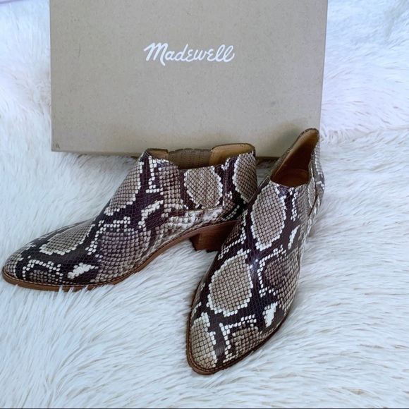 Madewell Leather Low Booties In Snake Print - Picture 2 of 7